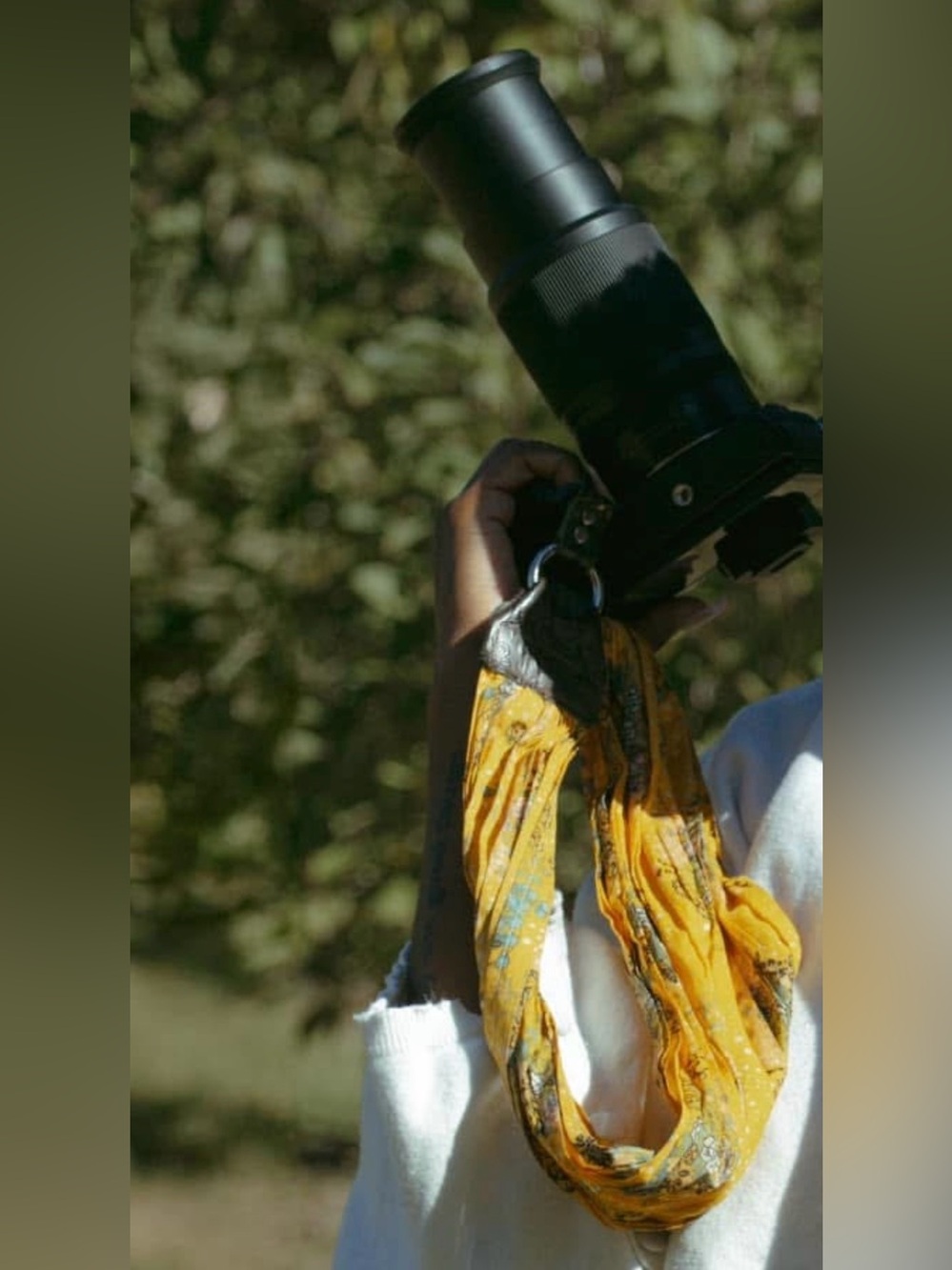 Yellow Patterned Camera Strap Scarf